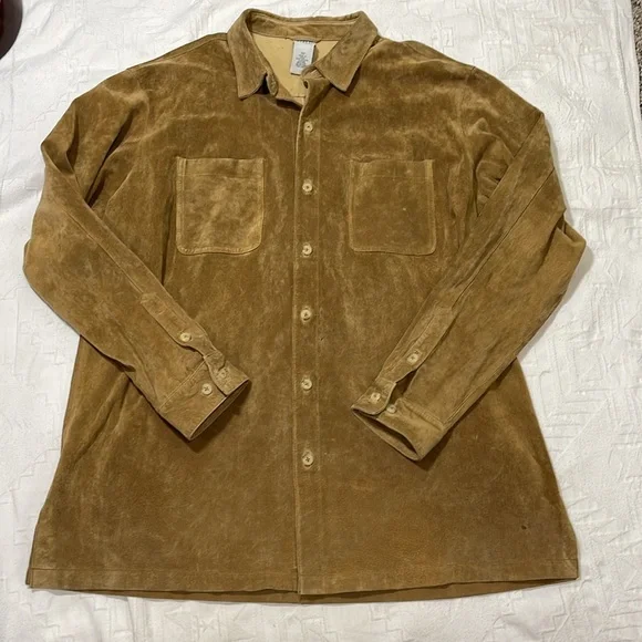 Men's 100% Real Suede Leather Trucker Jacket Shirt Western Wear Field Gear XLT - Picture 5 of 15
